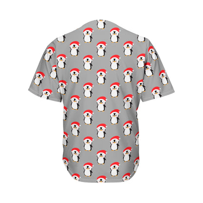 Christmas Santa Penguin Pattern Print Men's Baseball Jersey