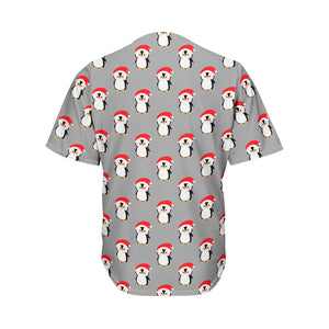 Christmas Santa Penguin Pattern Print Men's Baseball Jersey