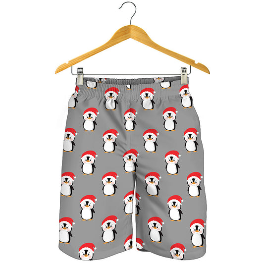 Christmas Santa Penguin Pattern Print Men's Shorts