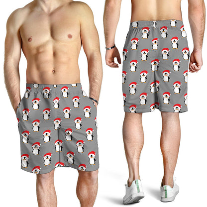 Christmas Santa Penguin Pattern Print Men's Shorts