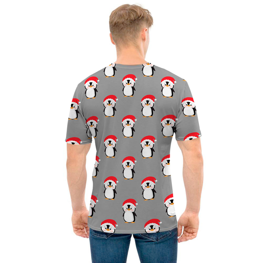 Christmas Santa Penguin Pattern Print Men's T-Shirt