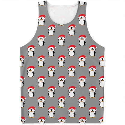 Christmas Santa Penguin Pattern Print Men's Tank Top