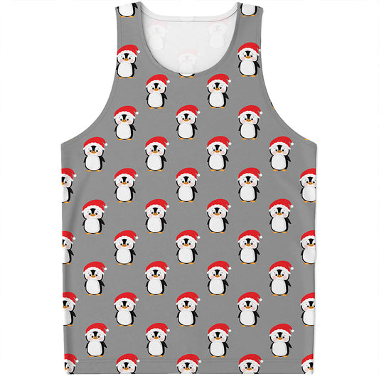 Christmas Santa Penguin Pattern Print Men's Tank Top