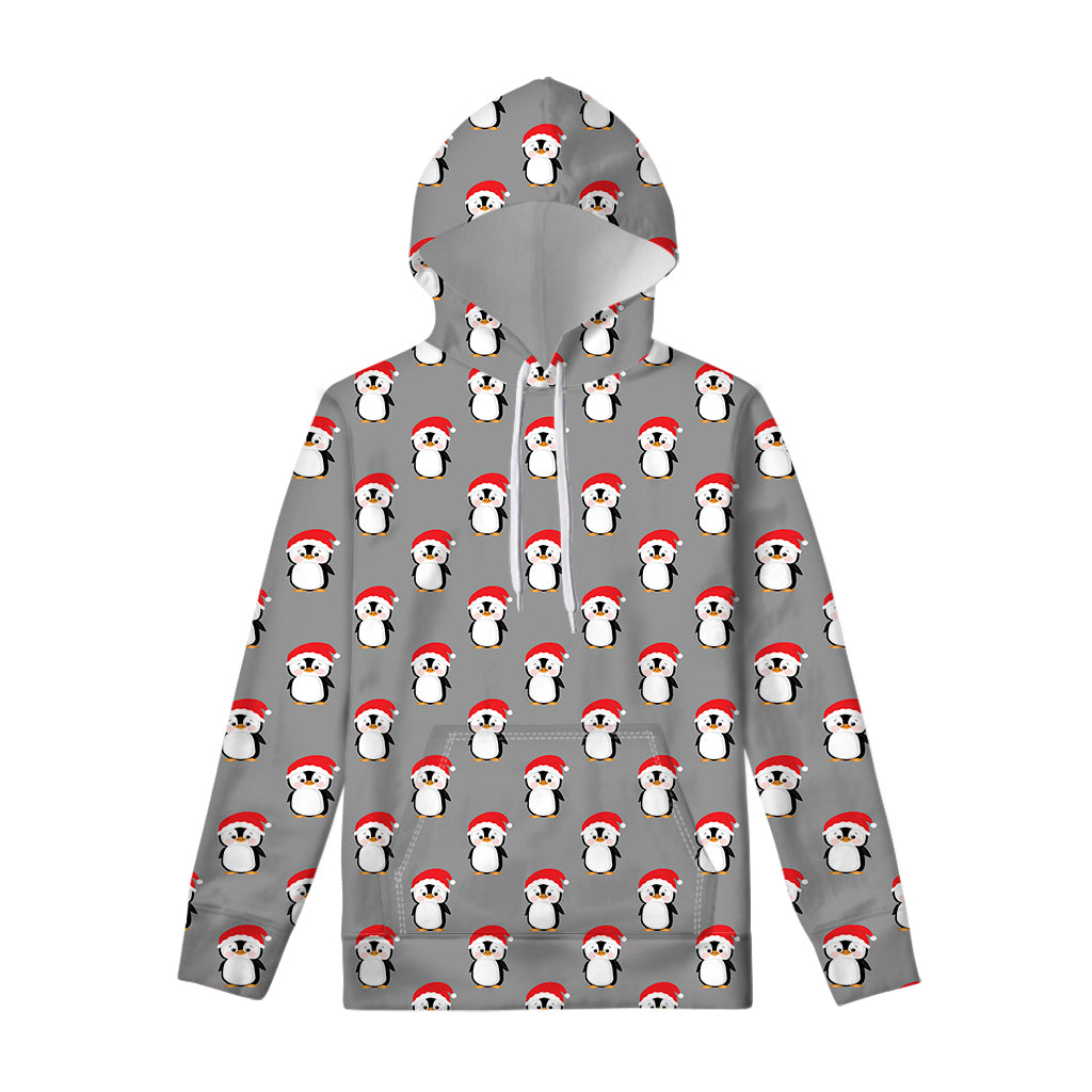 Christmas Santa Penguin Pattern Print Pullover Hoodie