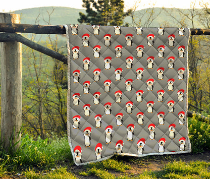 Christmas Santa Penguin Pattern Print Quilt
