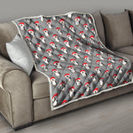 Christmas Santa Penguin Pattern Print Quilt