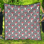 Christmas Santa Penguin Pattern Print Quilt