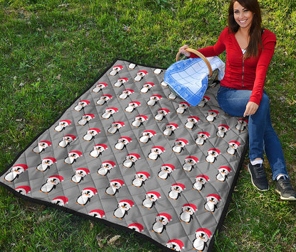 Christmas Santa Penguin Pattern Print Quilt
