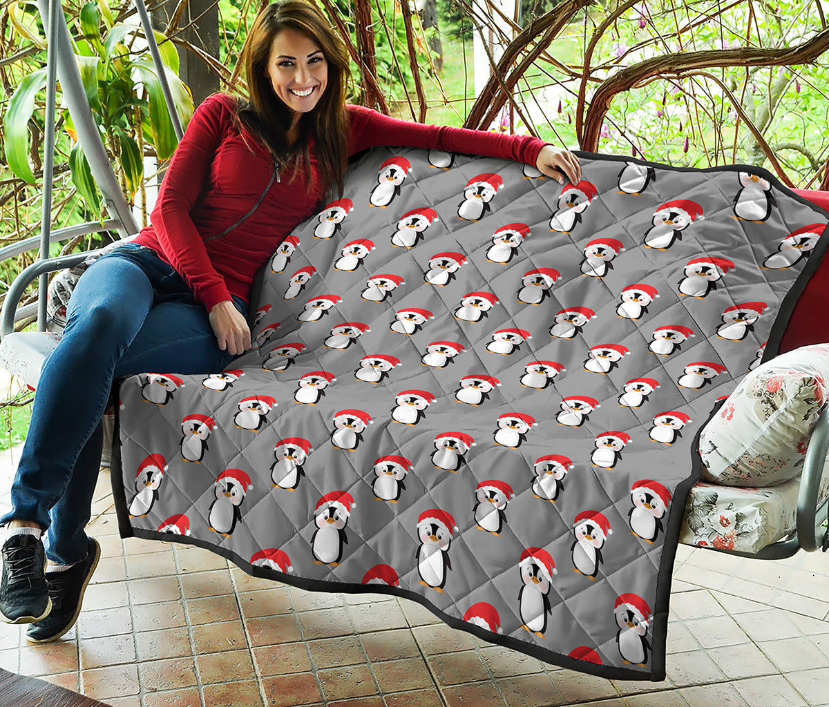 Christmas Santa Penguin Pattern Print Quilt