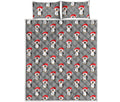 Christmas Santa Penguin Pattern Print Quilt Bed Set