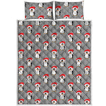 Christmas Santa Penguin Pattern Print Quilt Bed Set