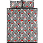Christmas Santa Penguin Pattern Print Quilt Bed Set