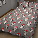 Christmas Santa Penguin Pattern Print Quilt Bed Set