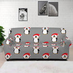 Christmas Santa Penguin Pattern Print Sofa Cover