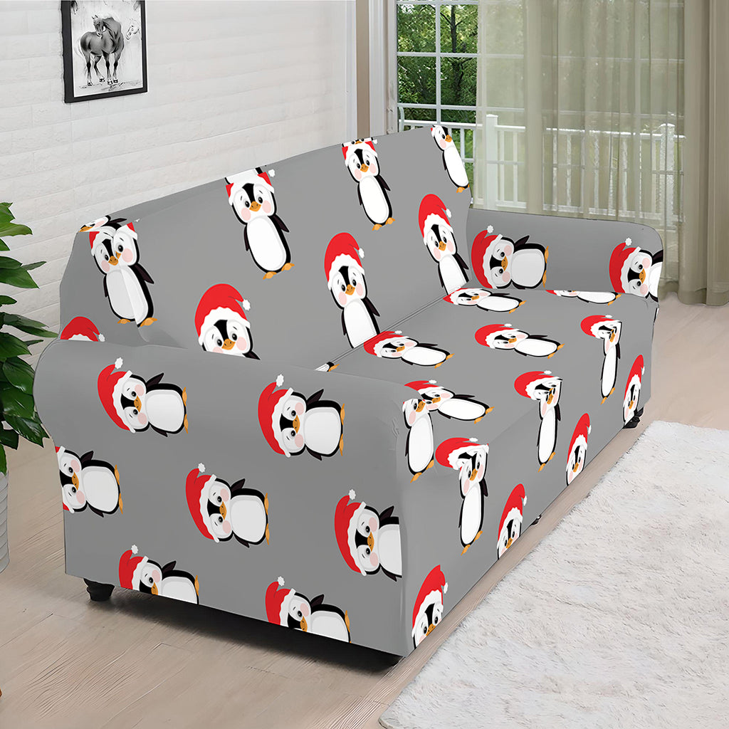 Christmas Santa Penguin Pattern Print Sofa Cover