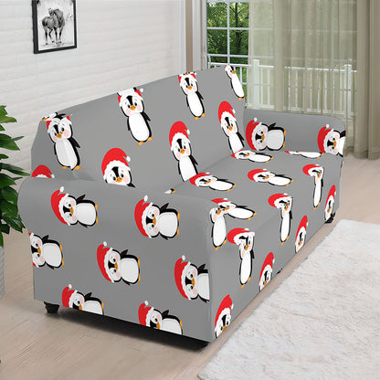 Christmas Santa Penguin Pattern Print Sofa Cover
