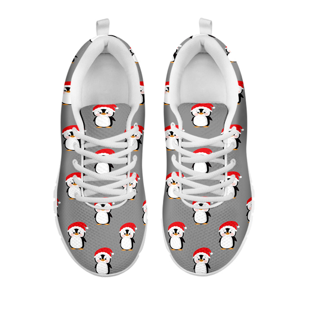 Christmas Santa Penguin Pattern Print White Sneakers