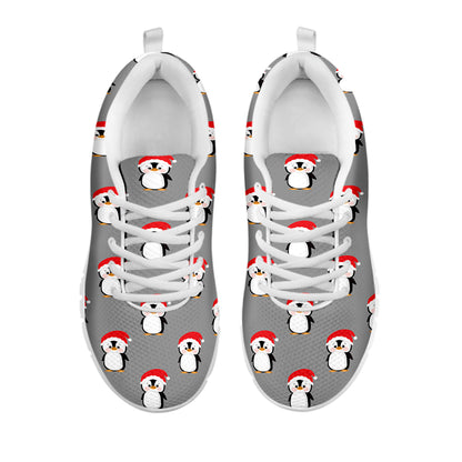 Christmas Santa Penguin Pattern Print White Sneakers