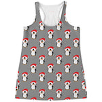 Christmas Santa Penguin Pattern Print Women's Racerback Tank Top