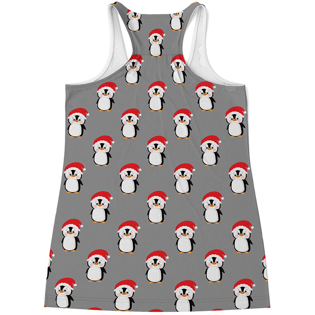 Christmas Santa Penguin Pattern Print Women's Racerback Tank Top