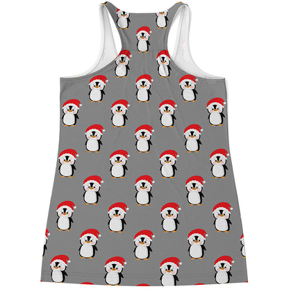 Christmas Santa Penguin Pattern Print Women's Racerback Tank Top