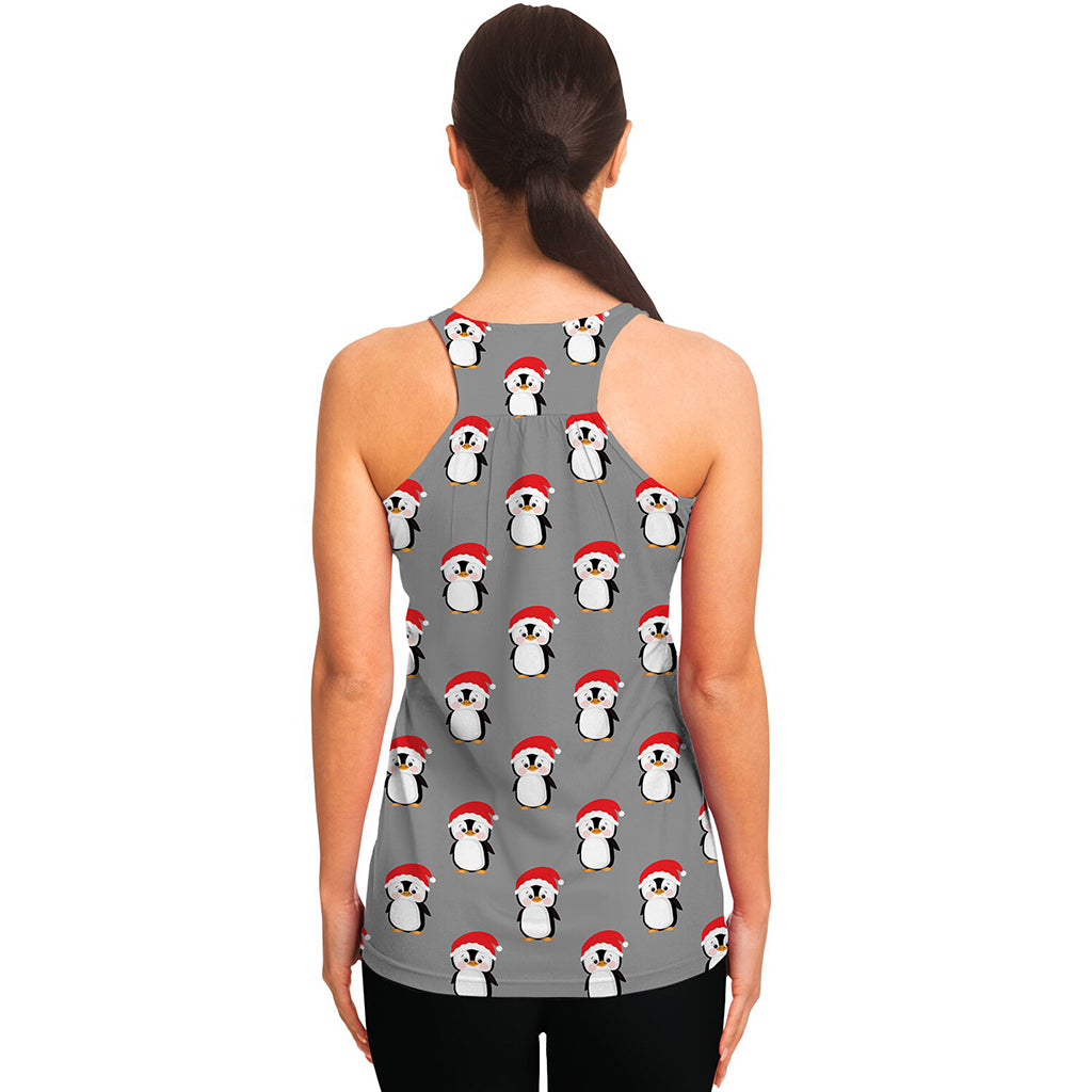 Christmas Santa Penguin Pattern Print Women's Racerback Tank Top