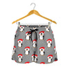 Christmas Santa Penguin Pattern Print Women's Shorts