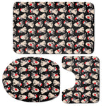 Christmas Santa Pug Pattern Print 3 Piece Bath Mat Set