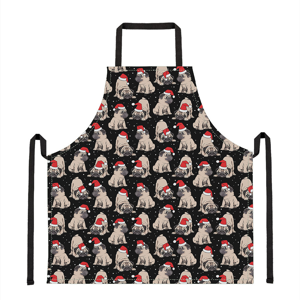 Christmas Santa Pug Pattern Print Apron