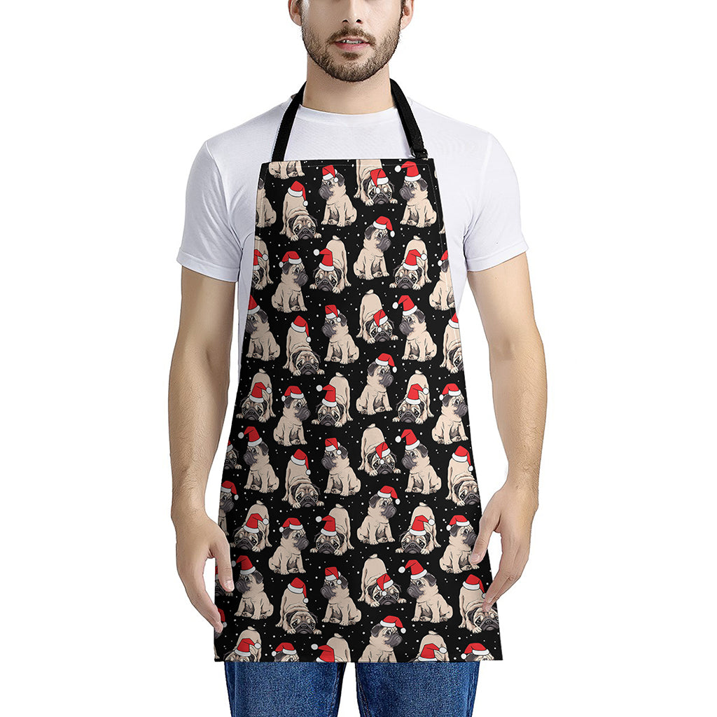 Christmas Santa Pug Pattern Print Apron