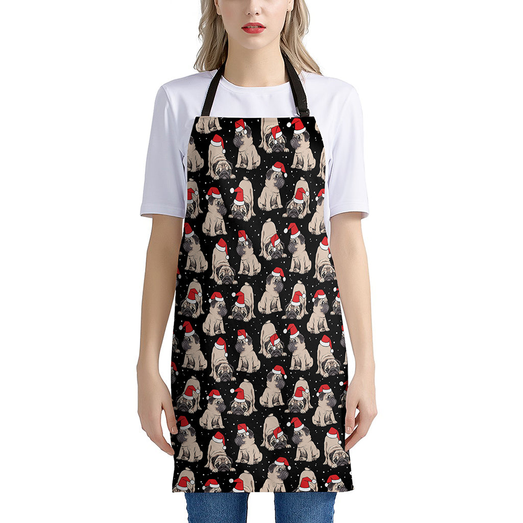 Christmas Santa Pug Pattern Print Apron