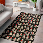 Christmas Santa Pug Pattern Print Area Rug