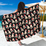 Christmas Santa Pug Pattern Print Beach Sarong Wrap