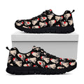 Christmas Santa Pug Pattern Print Black Running Shoes