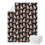Christmas Santa Pug Pattern Print Blanket