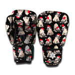 Christmas Santa Pug Pattern Print Boxing Gloves