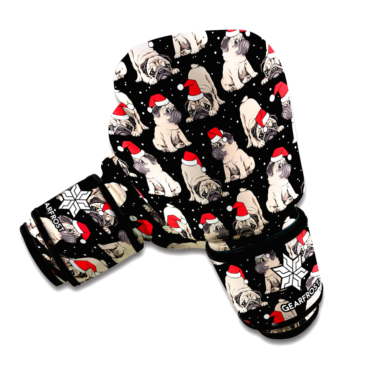 Christmas Santa Pug Pattern Print Boxing Gloves