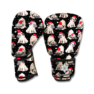 Christmas Santa Pug Pattern Print Boxing Gloves