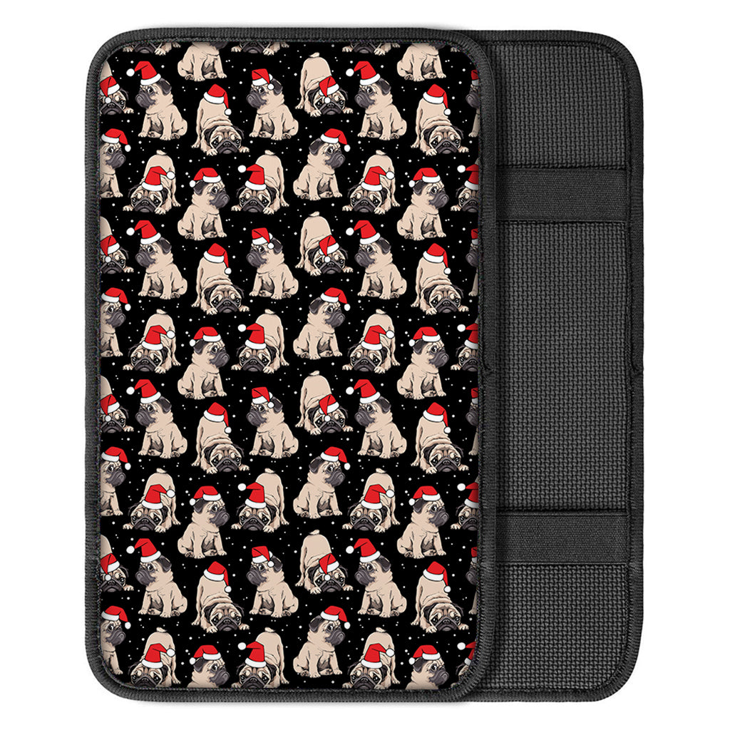 Christmas Santa Pug Pattern Print Car Center Console Cover