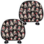 Christmas Santa Pug Pattern Print Car Headrest Covers