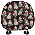 Christmas Santa Pug Pattern Print Car Headrest Covers