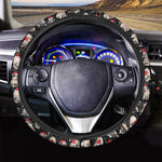 Christmas Santa Pug Pattern Print Car Steering Wheel Cover