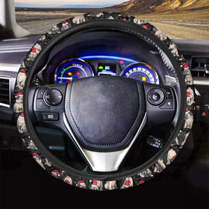 Christmas Santa Pug Pattern Print Car Steering Wheel Cover