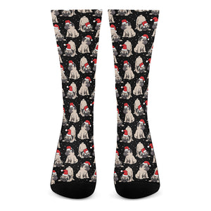 Christmas Santa Pug Pattern Print Crew Socks