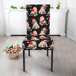 Christmas Santa Pug Pattern Print Dining Chair Slipcover