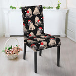 Christmas Santa Pug Pattern Print Dining Chair Slipcover