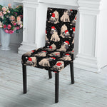Christmas Santa Pug Pattern Print Dining Chair Slipcover