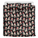 Christmas Santa Pug Pattern Print Duvet Cover Bedding Set