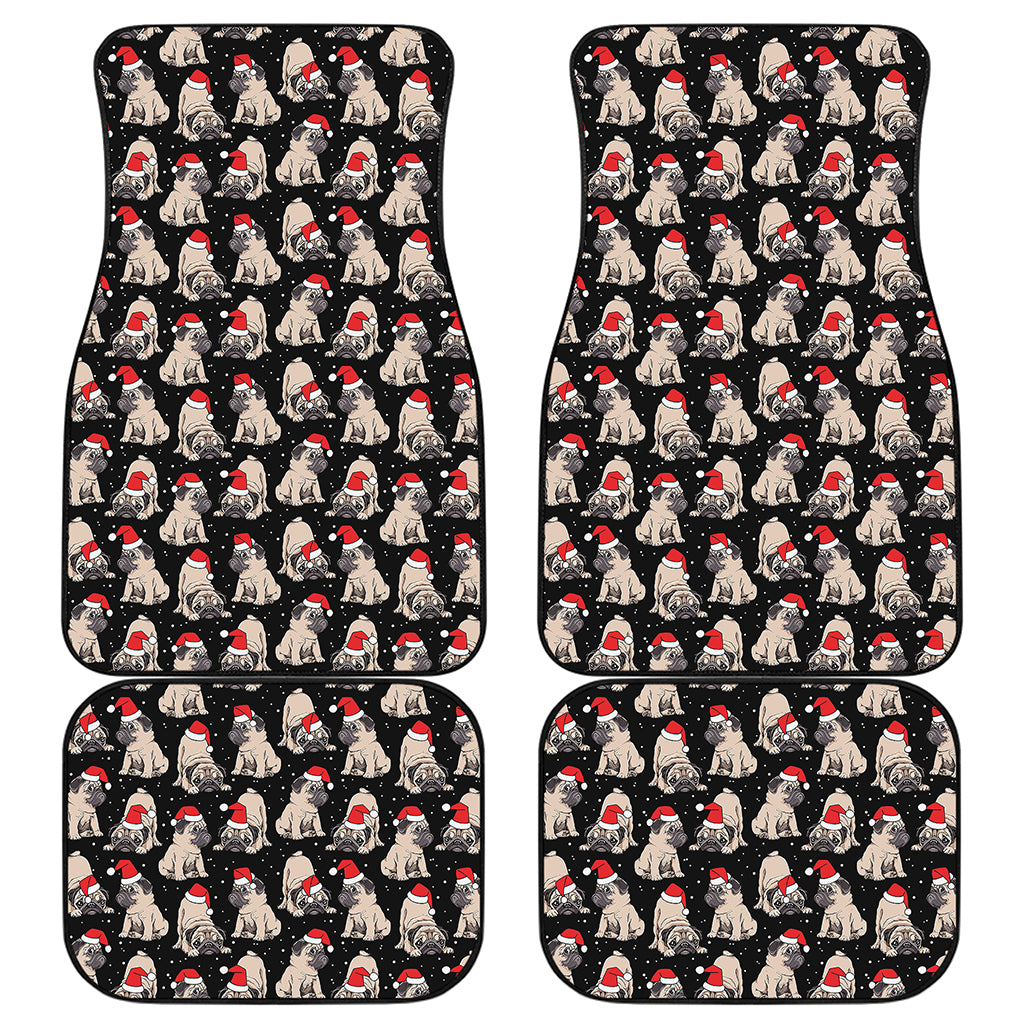 Christmas Santa Pug Pattern Print Front and Back Car Floor Mats