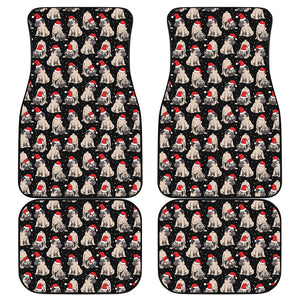 Christmas Santa Pug Pattern Print Front and Back Car Floor Mats